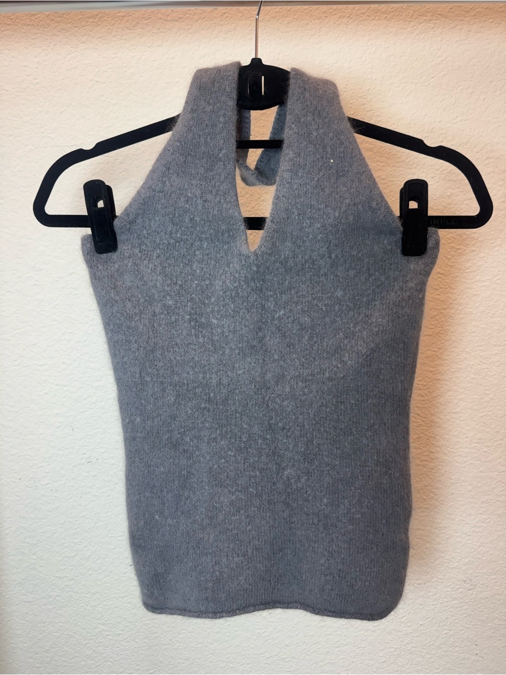 Koji Yohji Gray Fuzzy Halter Knit Sweater Tank Top